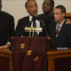 The Rev. Al Sharpton introduces Ramsey Orta, the civilian who recorded the video of Eric Garner being put in a choke hold, during the funeral for the 43-year-old father in New York City.
Julia Xanthos-POOL/Getty Images